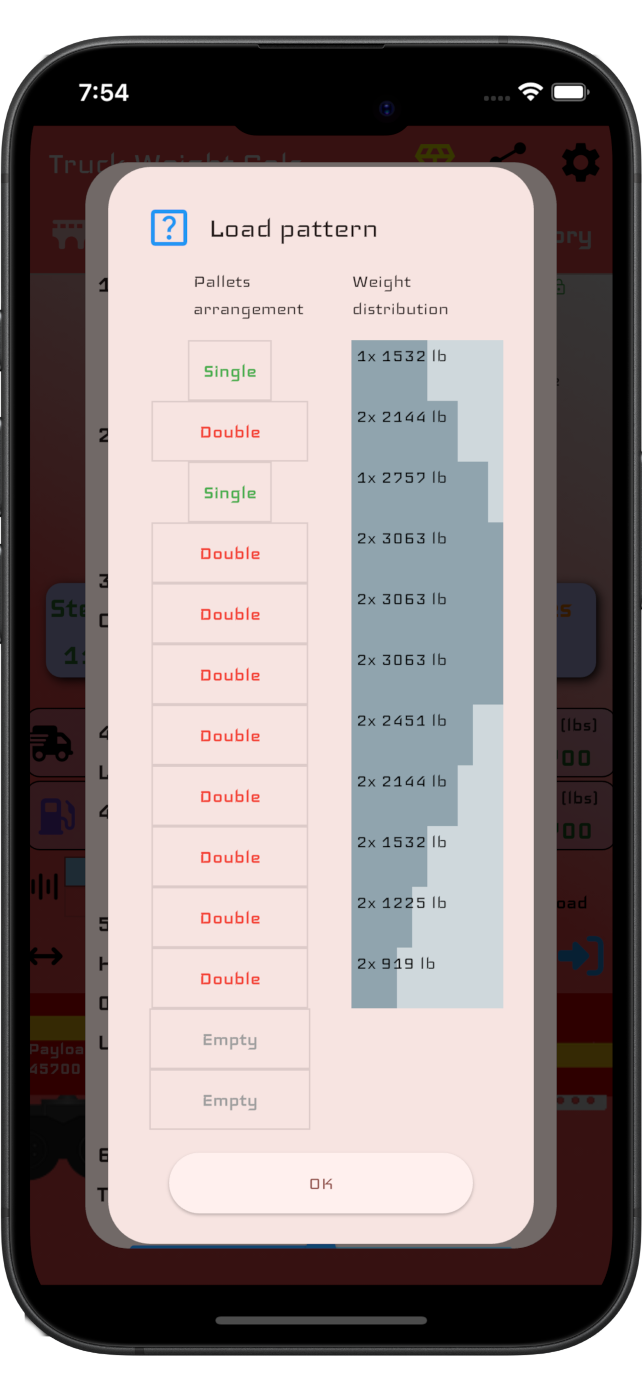 load arrangement screen